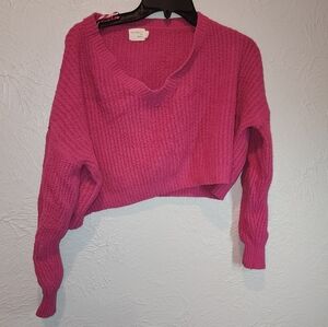 Fushia crop Knitt sweater